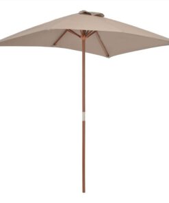 Outdoor Parasol With Wooden Pole 150x200 Cm Taupe -Room Outdoor Parasol with Wooden Pole 150x200 cm Taupe 457958 4