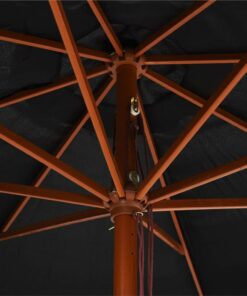 Outdoor Parasol With Wooden Pole 350 Cm Black -Room Outdoor Parasol with Wooden Pole 350 cm Black 457237 1