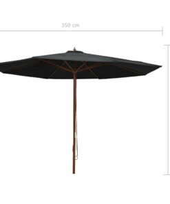 Outdoor Parasol With Wooden Pole 350 Cm Black -Room Outdoor Parasol with Wooden Pole 350 cm Black 457237 5