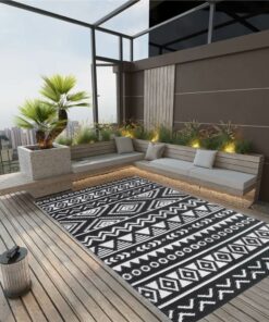 Outdoor Rug Black 190x290 Cm PP