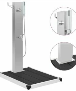 Outdoor Shower With Tray WPC Stainless Steel