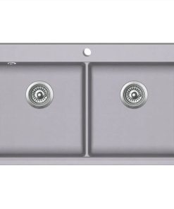 Overmount Kitchen Sink Double Basin Granite Grey