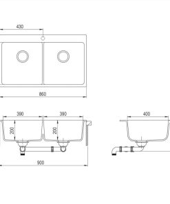 Overmount Kitchen Sink Double Basin Granite Grey -Room Overmount Kitchen Sink Double Basin Granite Grey 448266 2