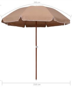 Parasol With Steel Pole 240 Cm Taupe -Room Parasol with Steel Pole 240 cm Taupe 444589 4