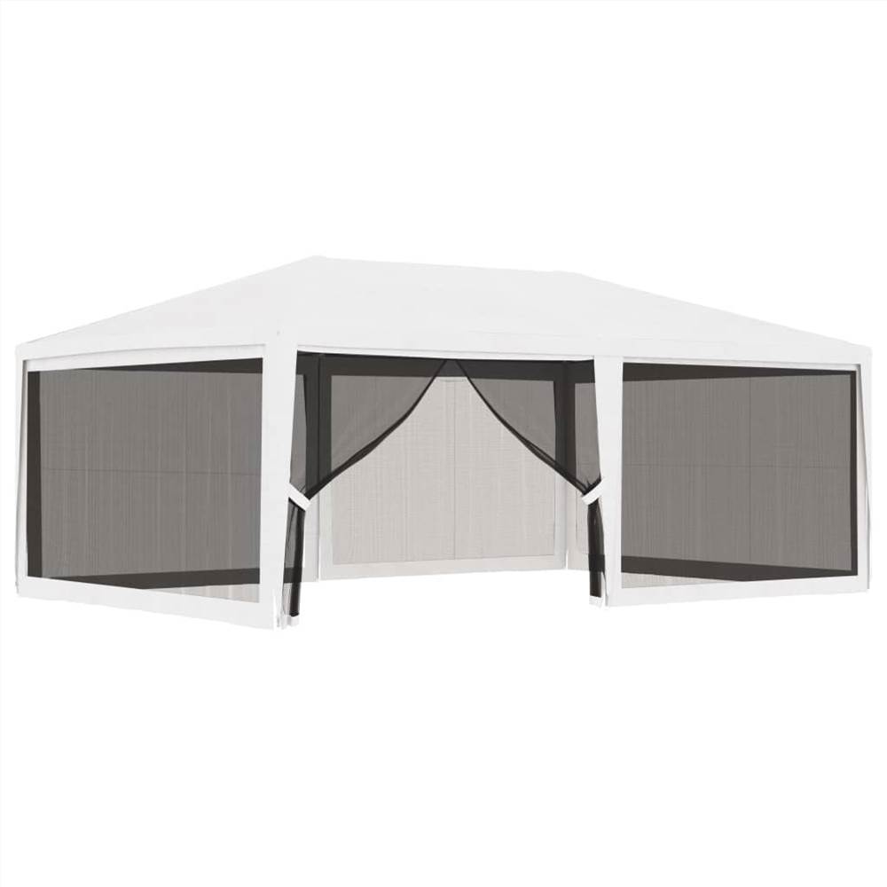 Party Tent with 4 Mesh Sidewalls 4x6 m White Party Tent With 4 Mesh Sidewalls 4x6 M White -Room Party Tent with 4 Mesh Sidewalls 4x6 m White 492795 4
