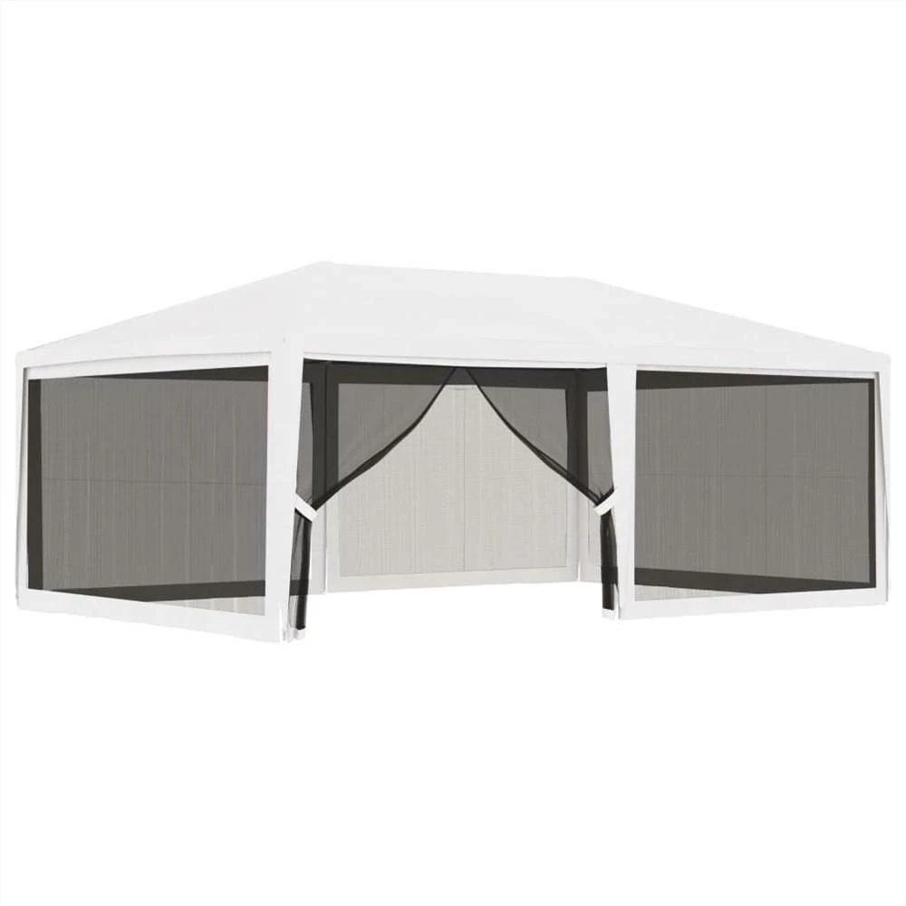 Party Tent With 4 Mesh Sidewalls 4x6 M White - Image 5