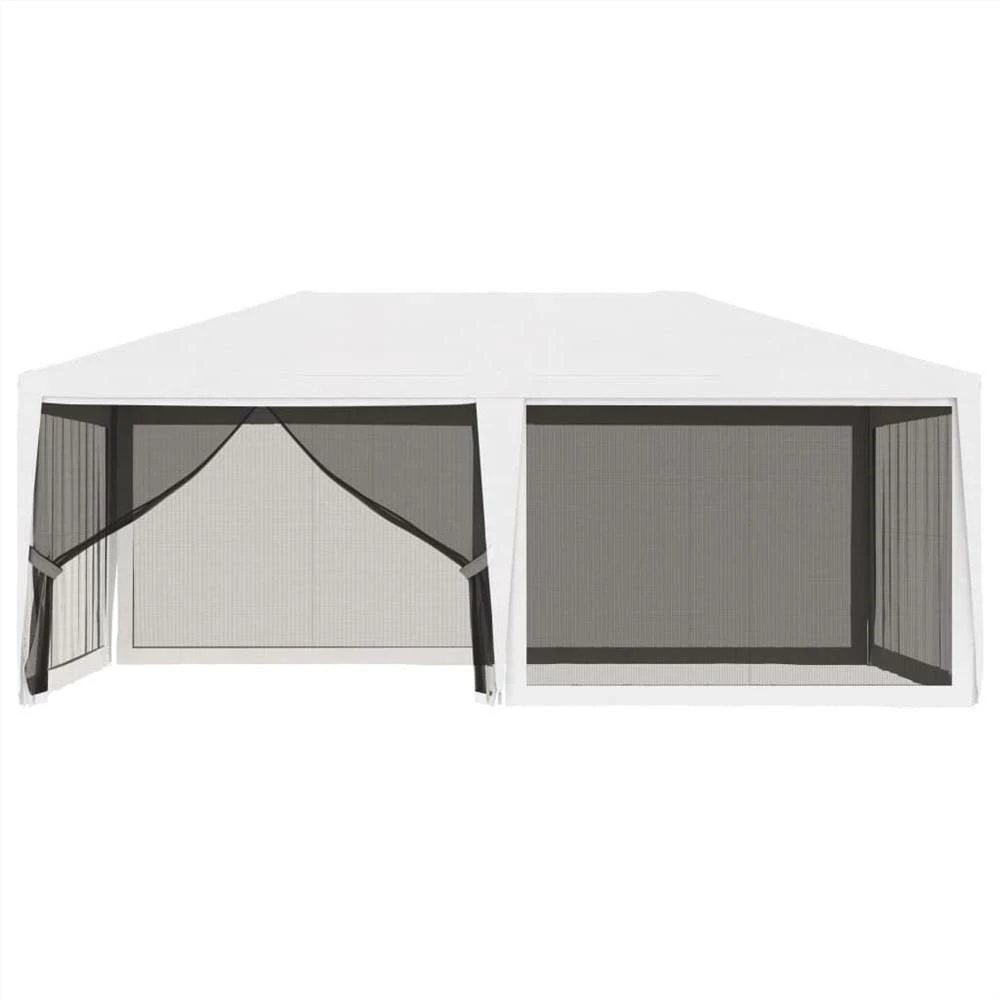 Party Tent With 4 Mesh Sidewalls 4x6 M White - Image 6