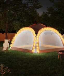 Party Tent With LED And 4 Sidewalls 3.6x3.6x2.3 M Grey&Orange