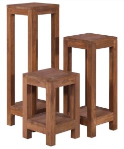 Plant Stands 3 Pcs Solid Teak Wood -Room Plant Stands 3 pcs Solid Teak Wood 504790 3