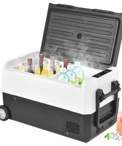 Merax Portable Compressor Cool Box Car Fridge 31.5L Large Capacity Double Zone APP Control 12/24V DC 100-240V AC For Outdoors Vehicles Camping