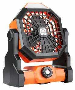 Portable High-Power Charging Fan, Outdoor Fan Stepless Speed Regulation With 3-Mode LED Light For Camping & Lighting