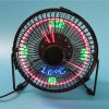 Portable LED Luminous 4 Inch Clock Fan Smart Display Memory Function Three Modes USB Charging - Black