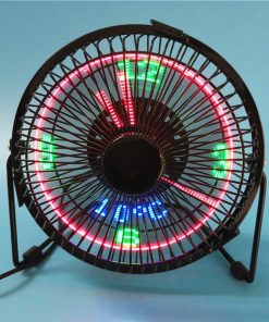 Portable LED Luminous 4 Inch Clock Fan Smart Display Memory Function Three Modes USB Charging - Black