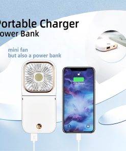 Portable Mini Fan USB Rechargeable Fan With Neck Lanyard 5 IN 1 As Power Bank Phone Holder Handheld Fan -Room Portable Mini Fan 500499 2
