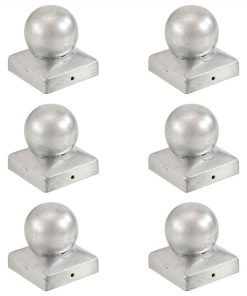 Post Caps 6 Pcs Globe Final Galvanised Metal 71x71 Mm
