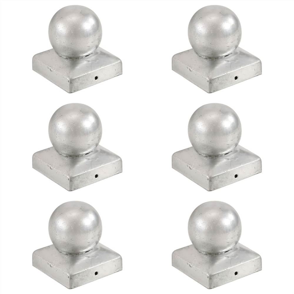 Post Caps 6 pcs Globe Final Galvanised Metal 71x71 mm Post Caps 6 Pcs Globe Final Galvanised Metal 71x71 Mm -Room Post Caps 6 pcs Globe Final Galvanised Metal 71x71 mm 446701 0