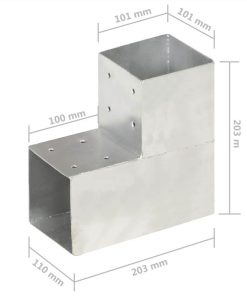 Post Connector L Shape Galvanised Metal 101x101 Mm -Room Post Connector L Shape Galvanised Metal 101x101 mm 451372 5