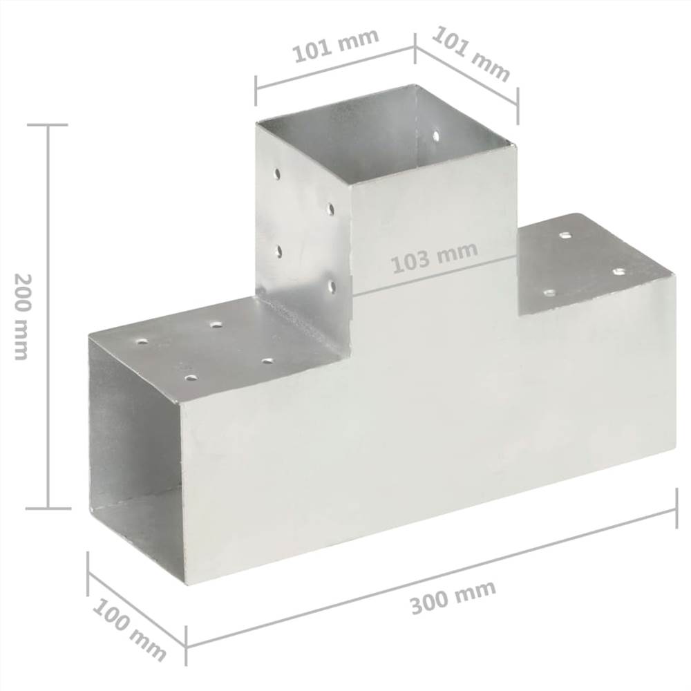 Post Connector T Shape Galvanised Metal 101x101 mm Post Connector T Shape Galvanised Metal 101x101 Mm -Room Post Connector T Shape Galvanised Metal 101x101 mm 497062 5