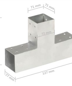 Post Connector T Shape Galvanised Metal 71x71 Mm -Room Post Connector T Shape Galvanised Metal 71x71 mm 454930 5