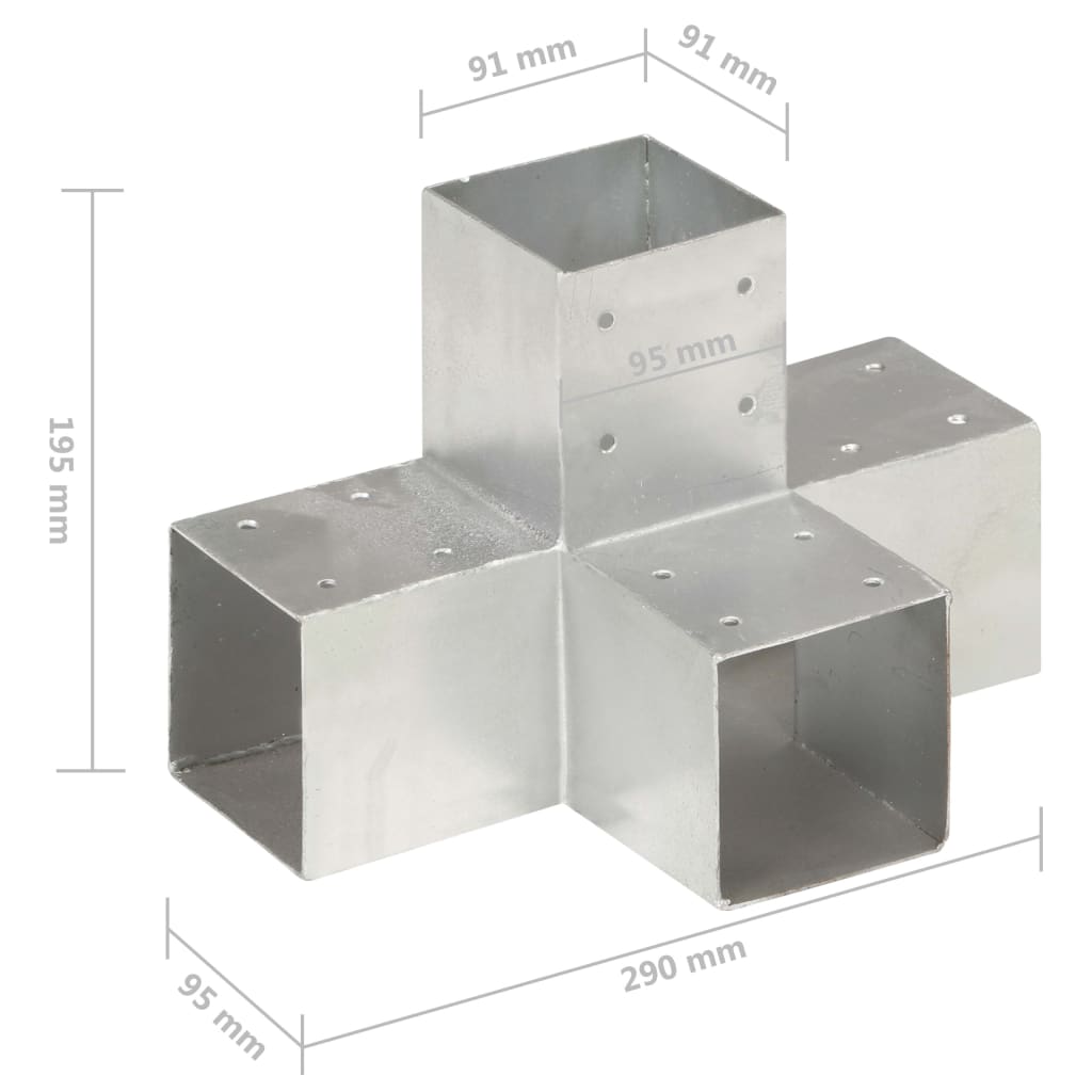Post Connector X Shape Galvanised Metal 91x91 mm Post Connector X Shape Galvanised Metal 91x91 Mm -Room Post Connector X Shape Galvanised Metal 91x91 mm 432844 5