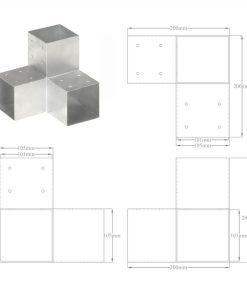 Post Connector Y Shape Galvanised Metal 101x101 Mm -Room Post Connector Y Shape Galvanised Metal 101x101 mm 497577 5