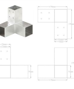 Post Connector Y Shape Galvanised Metal 71x71 Mm -Room Post Connector Y Shape Galvanised Metal 71x71 mm 497059 5