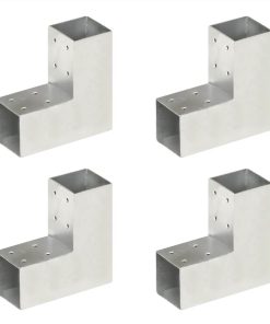 Post Connectors 4 Pcs L Shape Galvanised Metal 71x71 Mm
