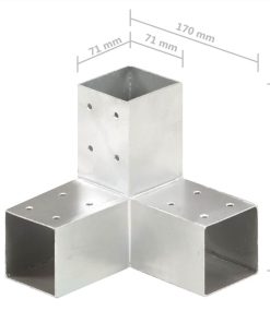 Post Connectors 4 Pcs Y Shape Galvanised Metal 71x71 Mm -Room Post Connectors 4 pcs Y Shape Galvanised Metal 71x71 mm 497060 5