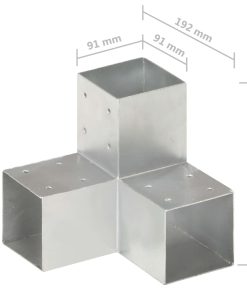 Post Connectors 4 Pcs Y Shape Galvanised Metal 91x91 Mm -Room Post Connectors 4 pcs Y Shape Galvanised Metal 91x91 mm 432843 5