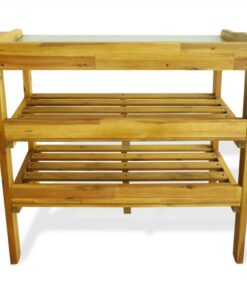 Potting Bench With 2 Shelves Solid Acacia Wood And Zinc -Room Potting Bench with 2 Shelves Solid Acacia Wood and Zinc 492746 3