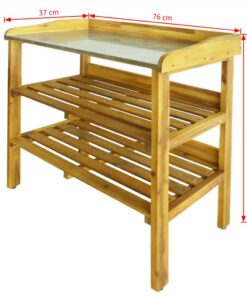 Potting Bench With 2 Shelves Solid Acacia Wood And Zinc -Room Potting Bench with 2 Shelves Solid Acacia Wood and Zinc 492746 5