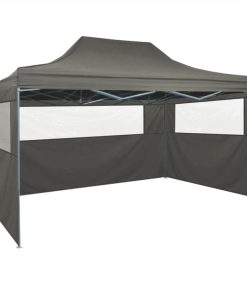 Professional Folding Party Tent With 3 Sidewalls 3x4 M Steel Anthracite