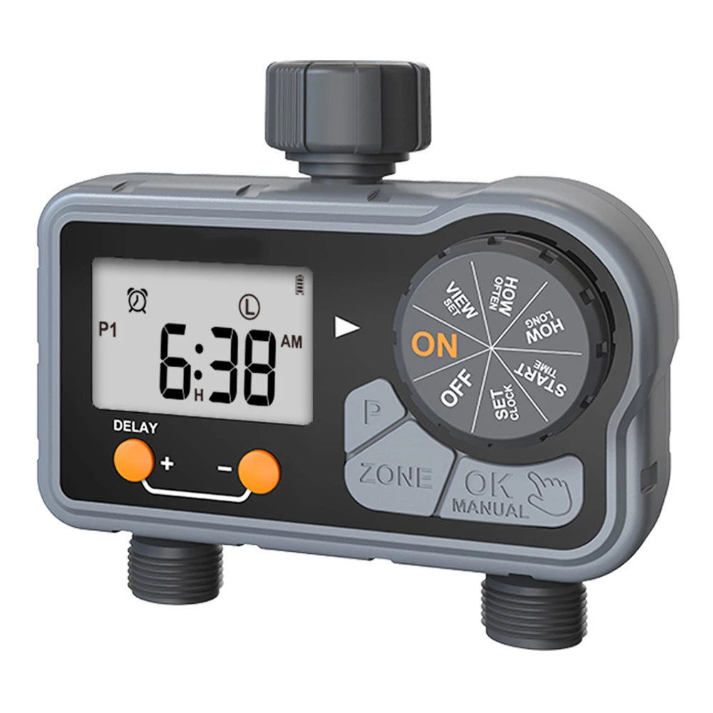 RainPoint ITV201P Digital Sprinkler Timer With 2 Zones, 6 Programmable Procedure, Waterproof Hose Timer, Rain Delay/Manual/Auto Mode - Image 2