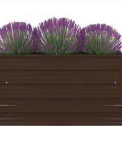 Raised Garden Bed 100x100x45 Cm Galvanised Steel Brown