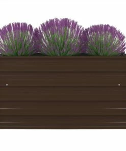 Raised Garden Bed 100x100x45 Cm Galvanised Steel Brown