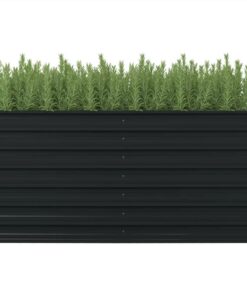 Raised Garden Bed Anthracite 160x80x77 Cm Galvanised Steel