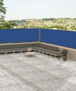 Retractable Side Awning Blue 117x1000 Cm