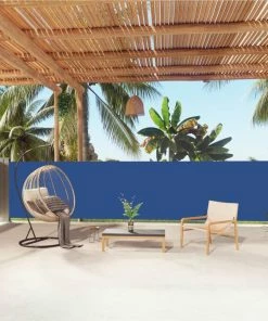 Retractable Side Awning Blue 140x1000 Cm