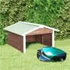 Robotic Lawn Mower Garage 72x87x50 Cm Mocca And White Firwood