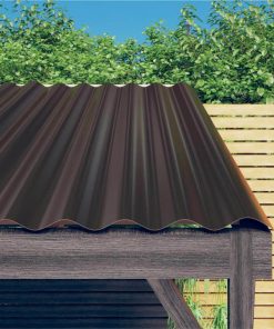 Roof Panels 12 Pcs Powder-coated Steel Brown 60x36 Cm