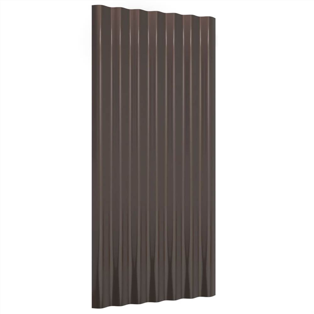 Roof Panels 12 pcs Powder-coated Steel Brown 80x36 cm Roof Panels 12 Pcs Powder-coated Steel Brown 80x36 Cm -Room Roof Panels 12 pcs Powder coated Steel Brown 80x36 cm 514750 2
