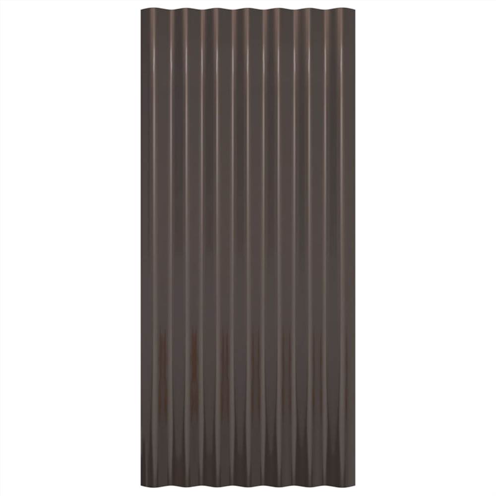 Roof Panels 12 pcs Powder-coated Steel Brown 80x36 cm Roof Panels 12 Pcs Powder-coated Steel Brown 80x36 Cm -Room Roof Panels 12 pcs Powder coated Steel Brown 80x36 cm 514750 3
