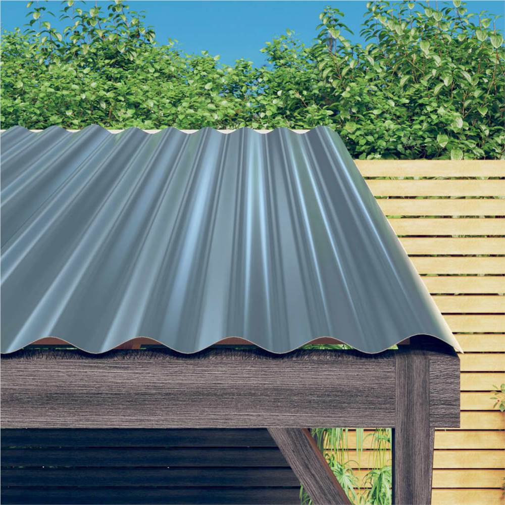 Roof Panels 12 pcs Powder-coated Steel Grey 80x36 cm Roof Panels 12 Pcs Powder-coated Steel Grey 80x36 Cm -Room Roof Panels 12 pcs Powder coated Steel Grey 80x36 cm 515058 0