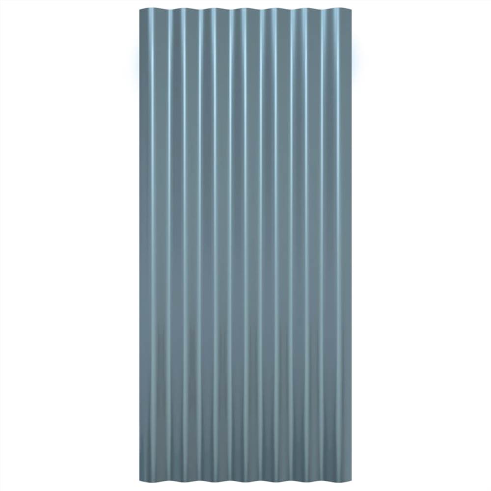 Roof Panels 12 pcs Powder-coated Steel Grey 80x36 cm Roof Panels 12 Pcs Powder-coated Steel Grey 80x36 Cm -Room Roof Panels 12 pcs Powder coated Steel Grey 80x36 cm 515058 3