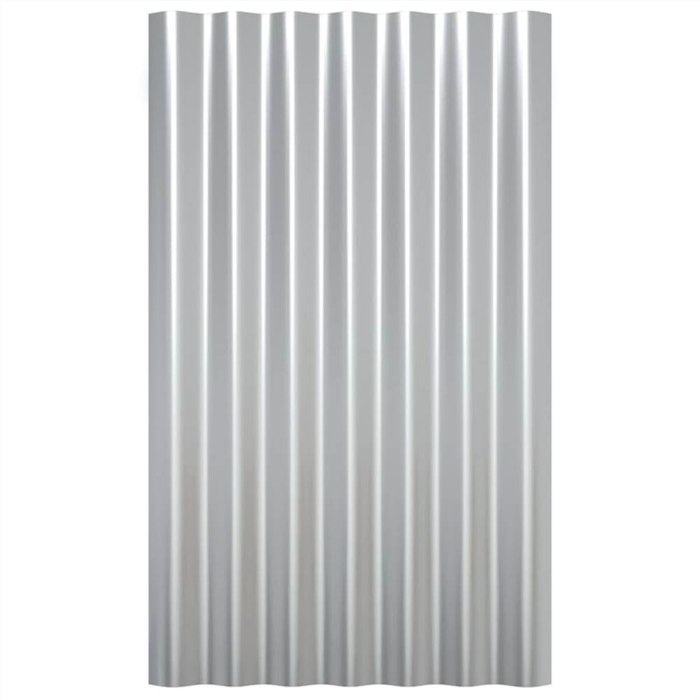 Roof Panels 12 pcs Powder-coated Steel Silver 60x36 cm Roof Panels 12 Pcs Powder-coated Steel Silver 60x36 Cm -Room Roof Panels 12 pcs Powder coated Steel Silver 60x36 cm 514697 3