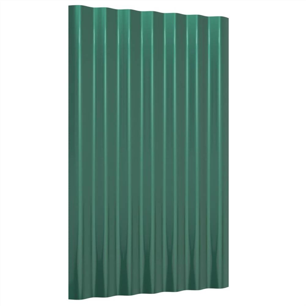 Roof Panels 36 pcs Powder-coated Steel Green 60x36 cm Roof Panels 36 Pcs Powder-coated Steel Green 60x36 Cm -Room Roof Panels 36 pcs Powder coated Steel Green 60x36 cm 516595 2