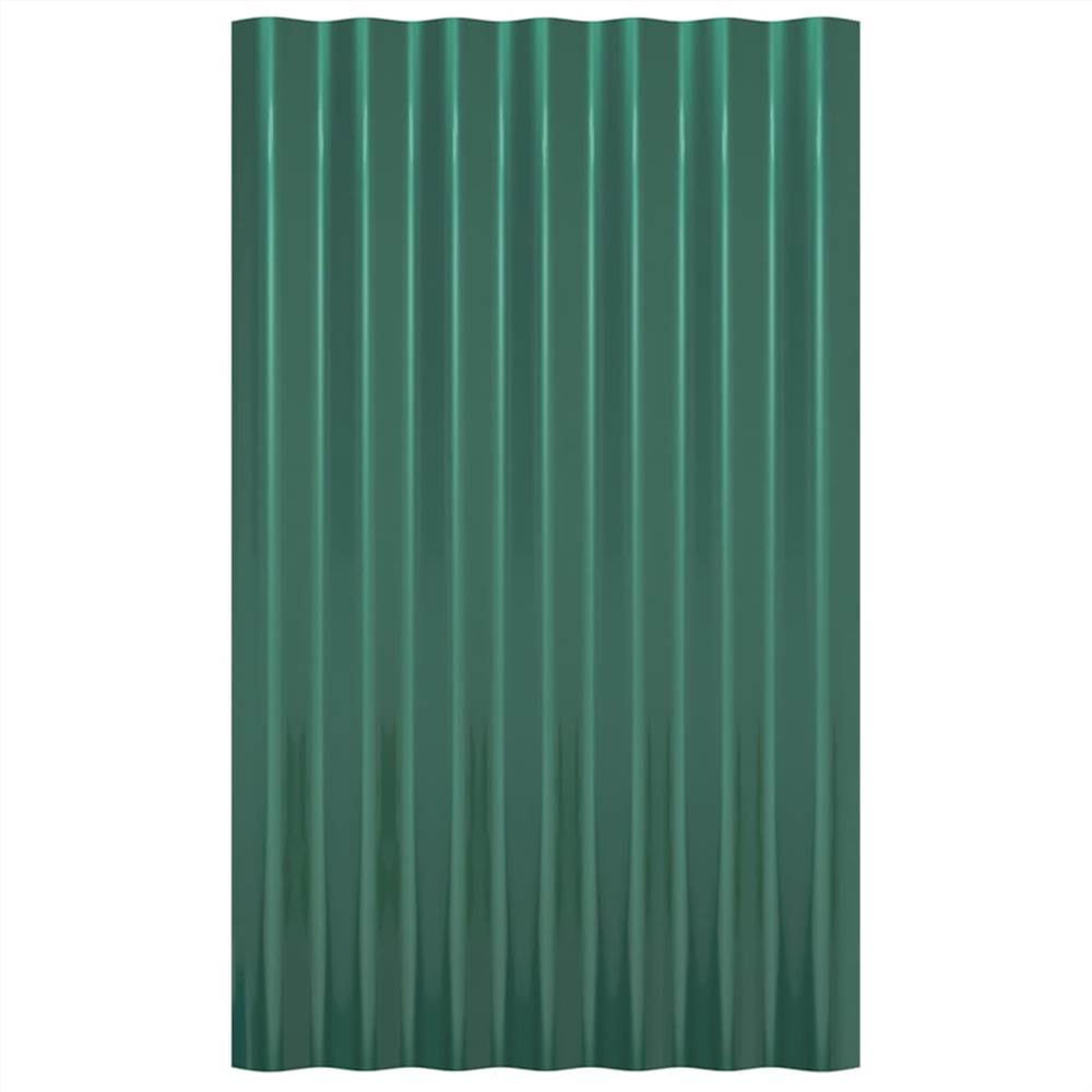 Roof Panels 36 pcs Powder-coated Steel Green 60x36 cm Roof Panels 36 Pcs Powder-coated Steel Green 60x36 Cm -Room Roof Panels 36 pcs Powder coated Steel Green 60x36 cm 516595 3