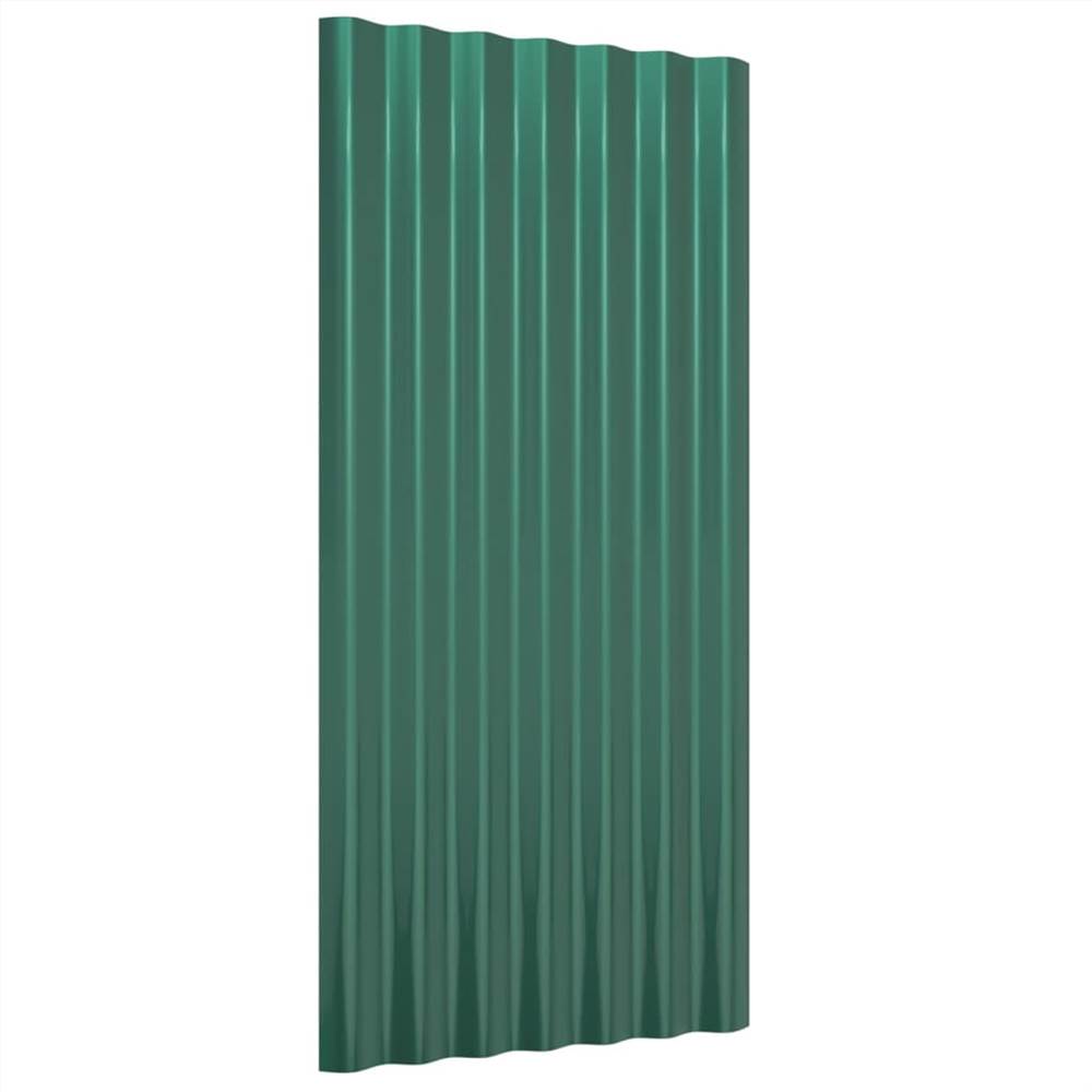 Roof Panels 36 pcs Powder-coated Steel Green 80x36 cm Roof Panels 36 Pcs Powder-coated Steel Green 80x36 Cm -Room Roof Panels 36 pcs Powder coated Steel Green 80x36 cm 516145 2