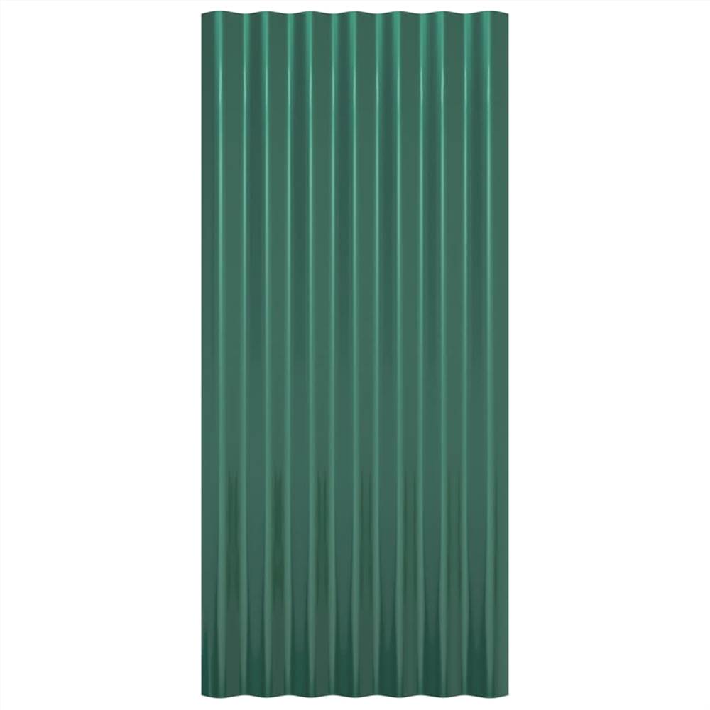 Roof Panels 36 pcs Powder-coated Steel Green 80x36 cm Roof Panels 36 Pcs Powder-coated Steel Green 80x36 Cm -Room Roof Panels 36 pcs Powder coated Steel Green 80x36 cm 516145 3