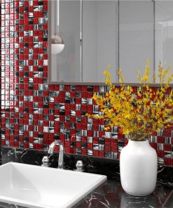Self-adhesive Mosaic Tiles 11 Pcs Black And Red 30x30 Cm Glass